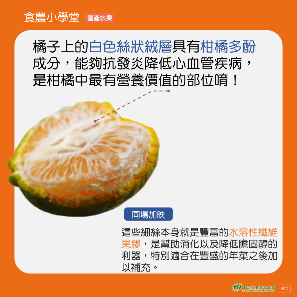 白色絲狀絨層具有柑橘多酚